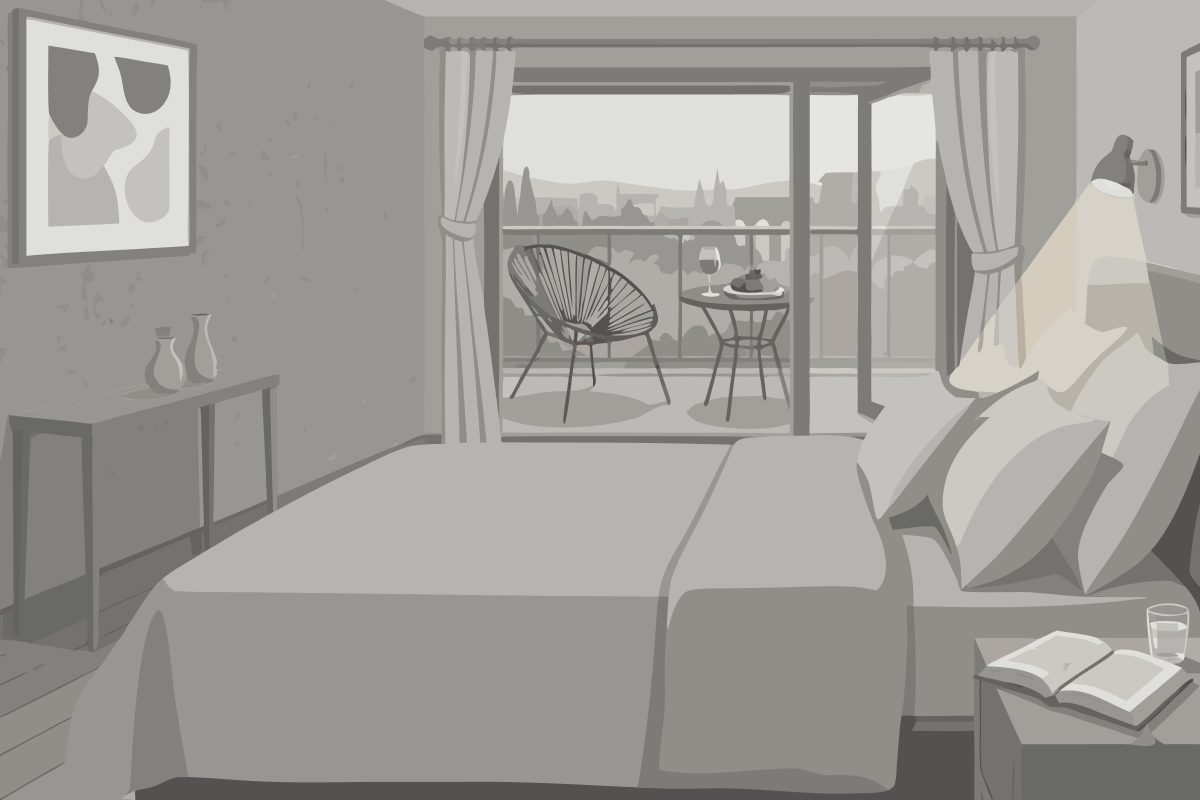 Premium Room with Two Double Beds and Hills View